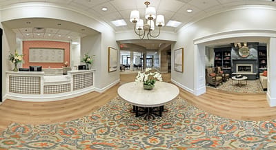 Interior view of a welcoming lobby with furnishings