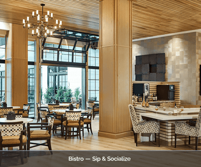 Dining area in a modern bistro setting