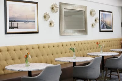 Interior dining area with tables and decor
