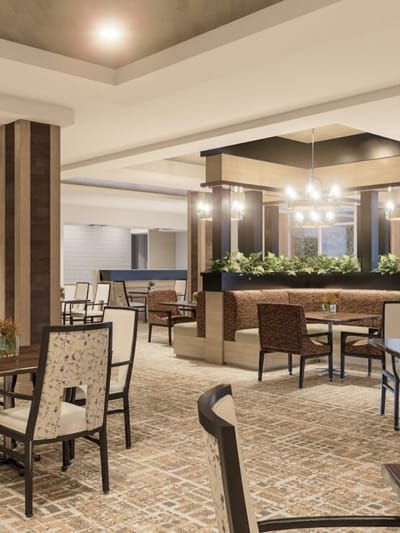 Interior common area with elegant furniture and lighting