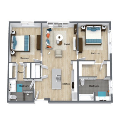 Architectural floor plan of a resident unit