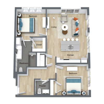 Architectural floor plan of a residence layout