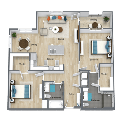 Architectural floor plan of a residential unit