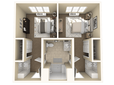 Floor plan of a resident room layout
