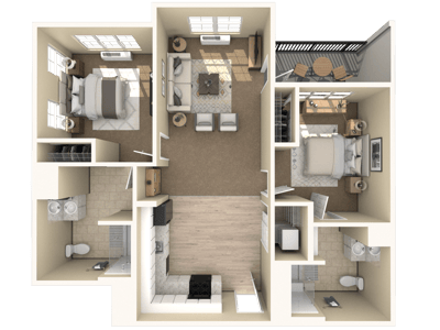 Architectural floor plan of a resident unit