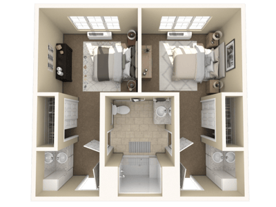 Architectural floor plan of resident suites