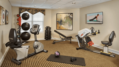 Exercise equipment in a fitness room