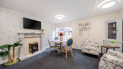 Bright common area with seating and decor