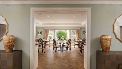 View of a dining room with elegant decor