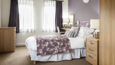 Comfortable bedroom in assisted living facility