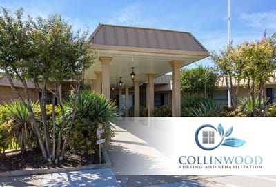 Entrance of a nursing facility with landscaping