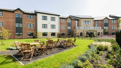 Exterior view of Mill View with outdoor seating area