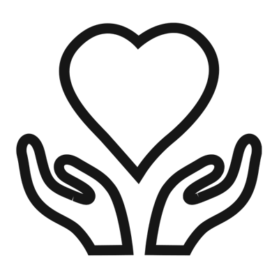 Logo depicting hands and a heart symbol
