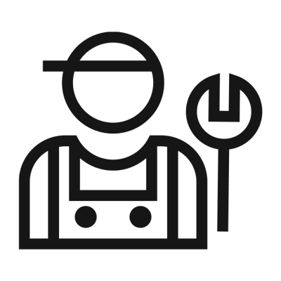 Icon of a maintenance worker holding a wrench
