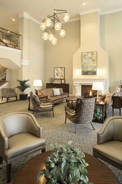 Comfortable common area with seating and decor