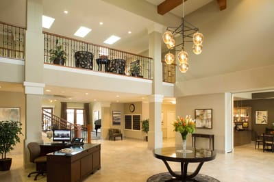 Bright interior of a common area with modern decor
