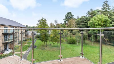 View of a garden area from a balcony