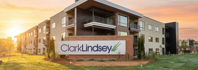 Exterior view of Clark Lindsey facility at sunset