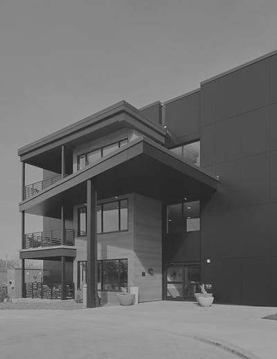 Exterior view of a modern assisted living facility
