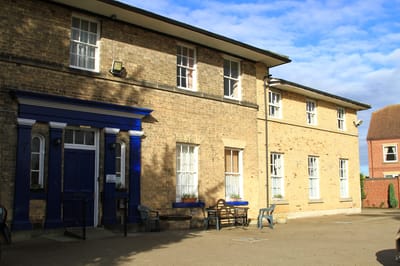 Exterior view of a senior living facility building