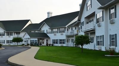Exterior view of Northwood Manor senior living facility