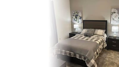 Cozy bedroom with a bed and decor