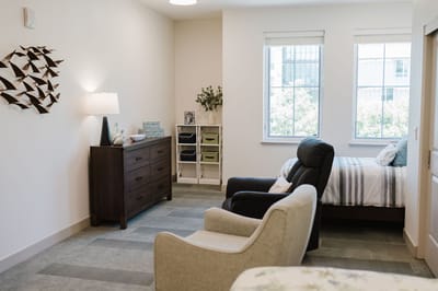 Interior view of a cozy private resident room