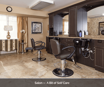 Interior of a salon with two styling chairs