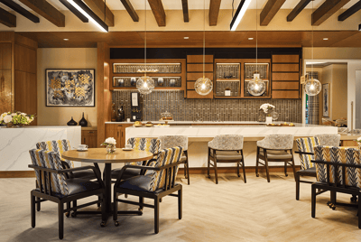 Bright dining area with modern furnishings
