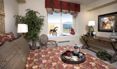 Stylish interior of a resident room with decor