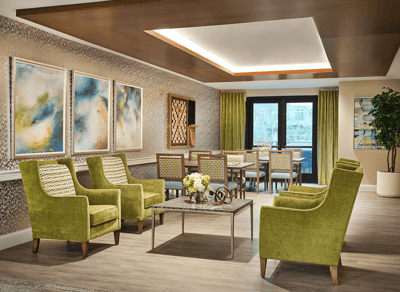 Bright and welcoming common area with modern seating