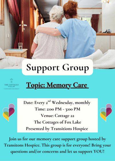 Residents participating in a memory care support group
