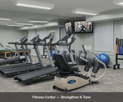 Interior view of a fitness center with equipment