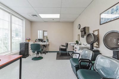 Interior view of a hair salon in a senior living facility