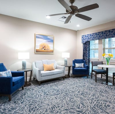 Cozy common area with seating and decor