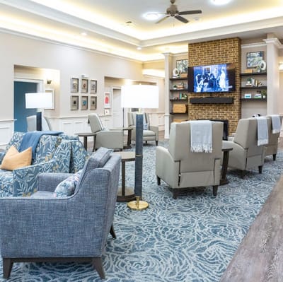 Common area with comfortable seating and a TV