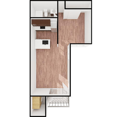 Architectural floor plan of a living unit layout