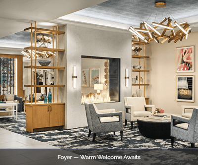 Interior foyer of a senior living facility
