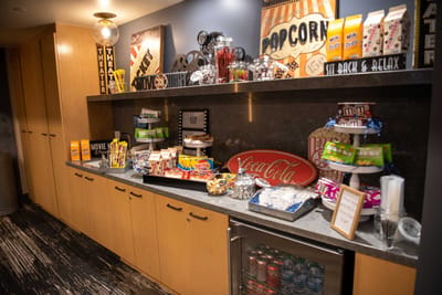 Snack station with various treats in a common area