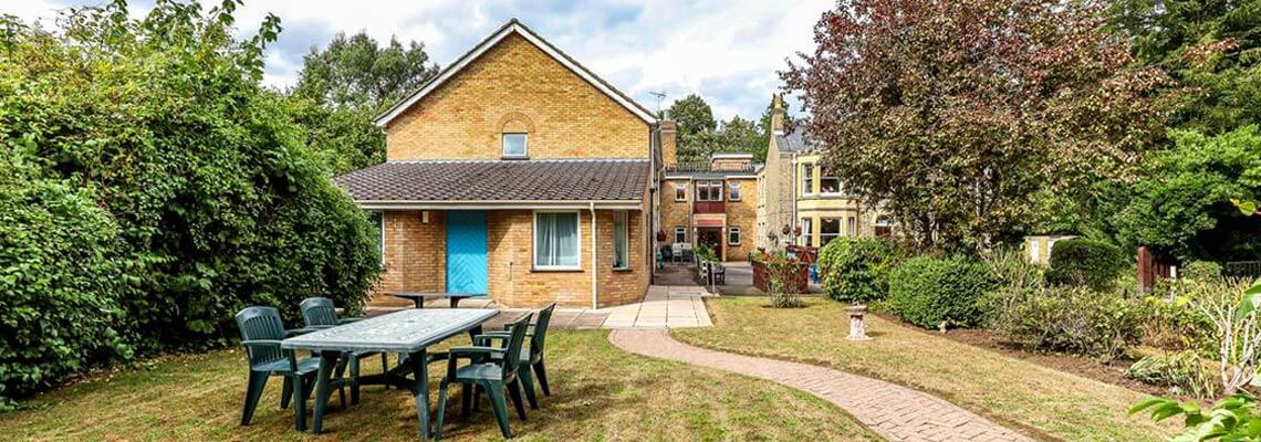 Beautiful landscaped garden area with seating