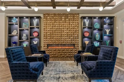 Cozy interior of a common area with seating and decor