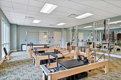 Interior view of a fitness area with equipment
