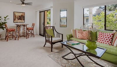 Bright interior living space with seating area