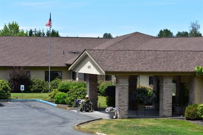 Exterior view of Mt. Baker Care Center with wheelchair