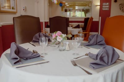 Elegant dining table set for a meal