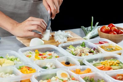 Preparing nutritious meals with fresh ingredients.