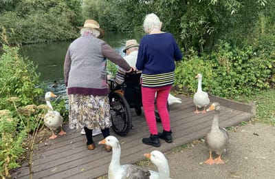 Residents enjoying time outdoors by the water