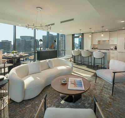 Modern interior common area with seating