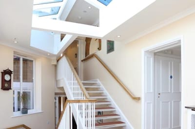 Bright interior staircase with natural light