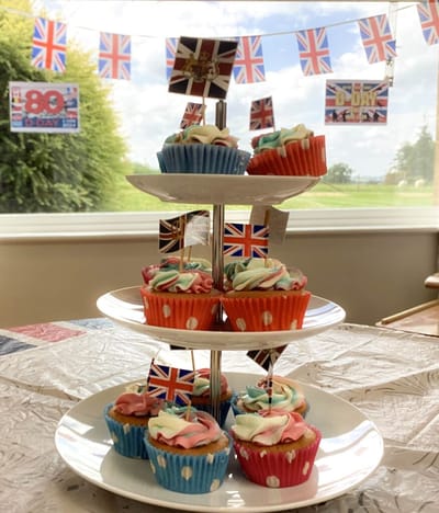 Cupcakes decorated for a British celebration.